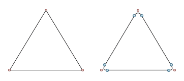 Rounded and non-rouned corner triangular path